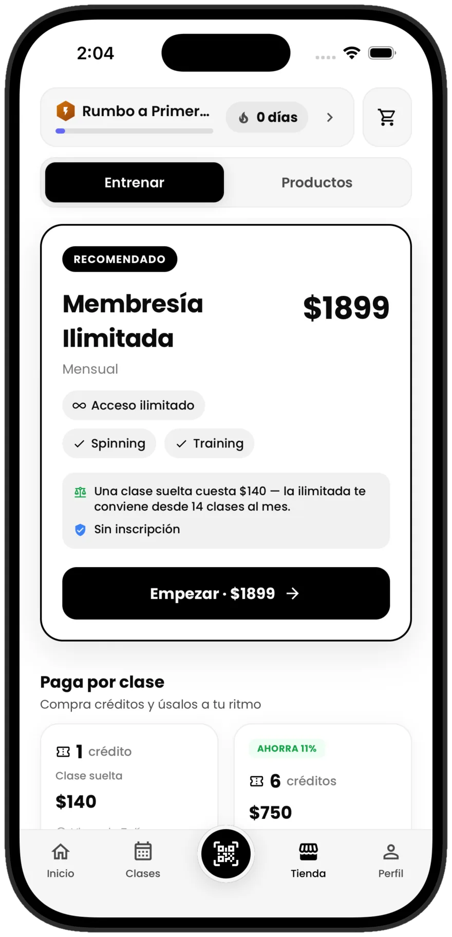App DarkRoom — tienda de paquetes